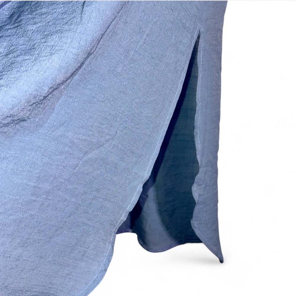 Cupshe Blue linen dress with collar - Picture 3 of 4